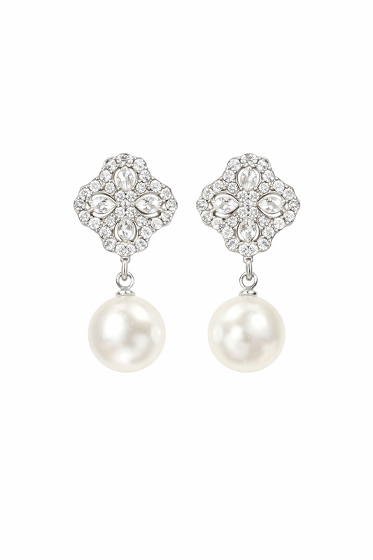 Clover-pearl earrings