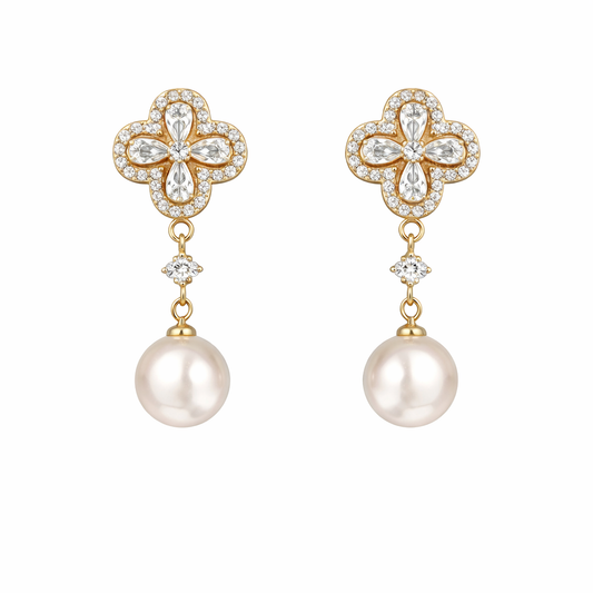 Amora Clover Pearl Earrings